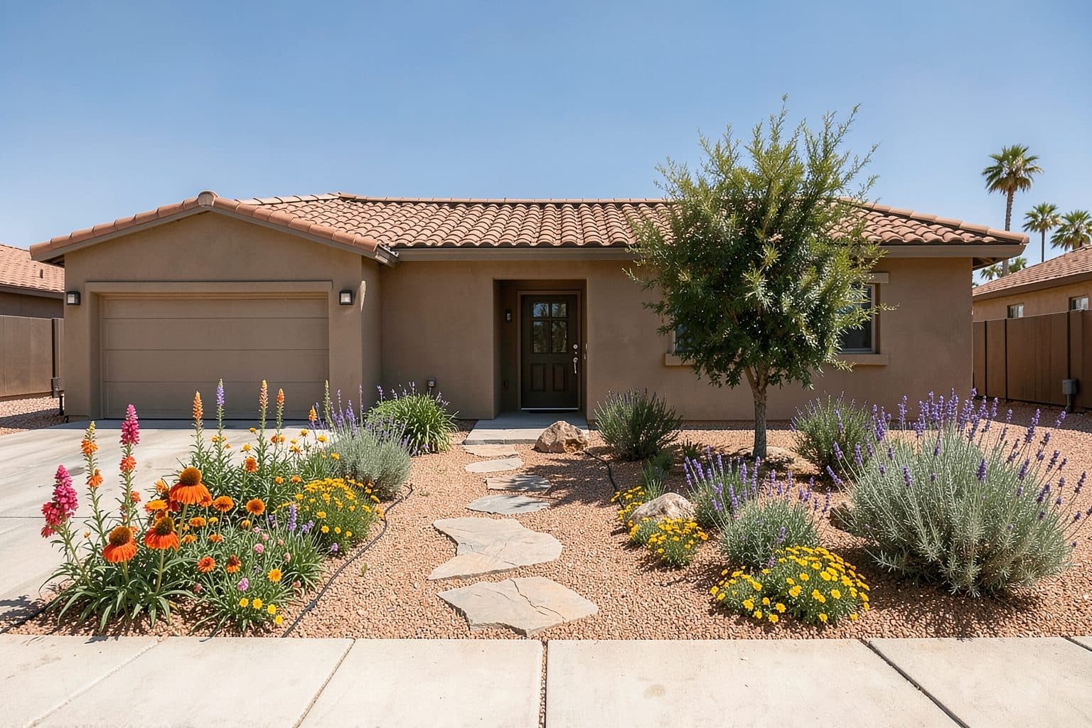 A sample yard as a Pollinator Garden desert garden